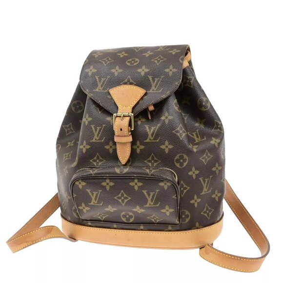 LOUIS VUITTON Montsouris MM Backpack Bag Monogram Leather Brown M51136 93ED626 - Picture 1 of 16
